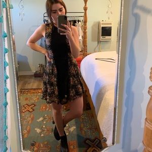 Black floral tank top dress